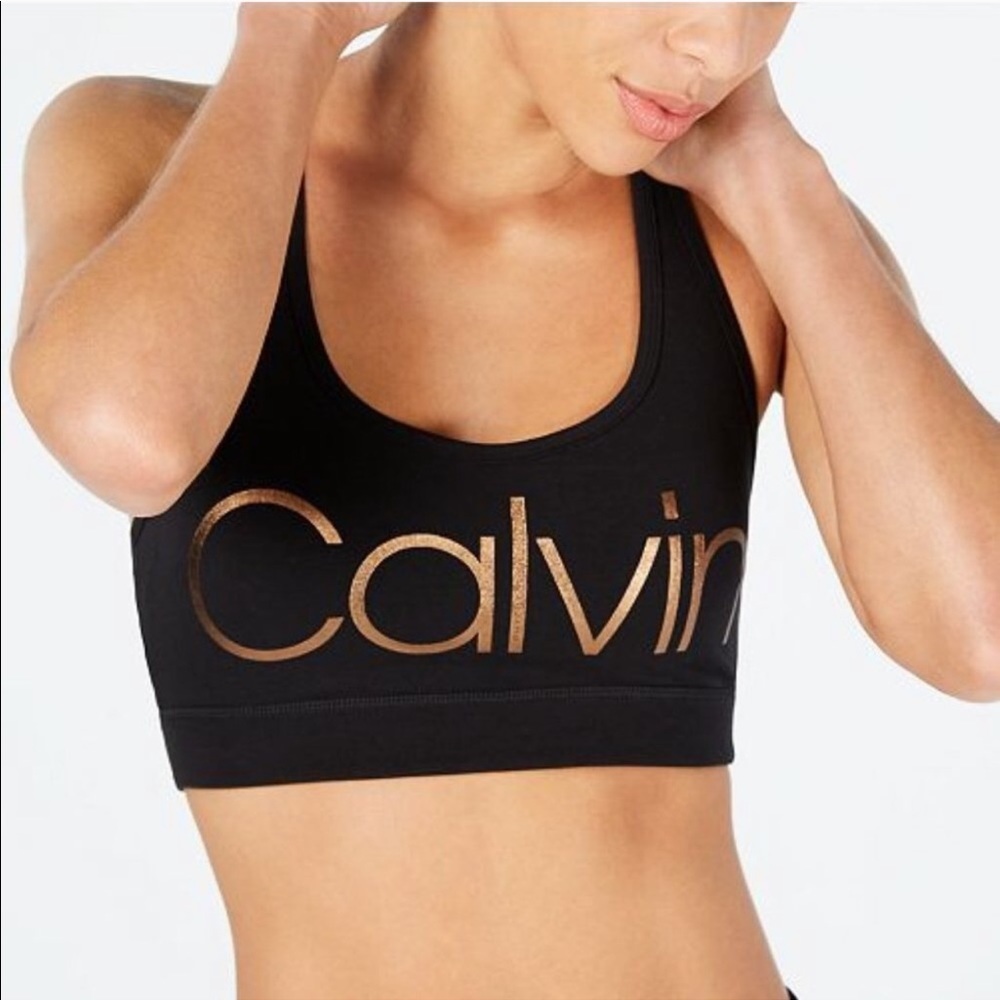 NWT Calvin Klein Metallic Cross-Back sports bra sm